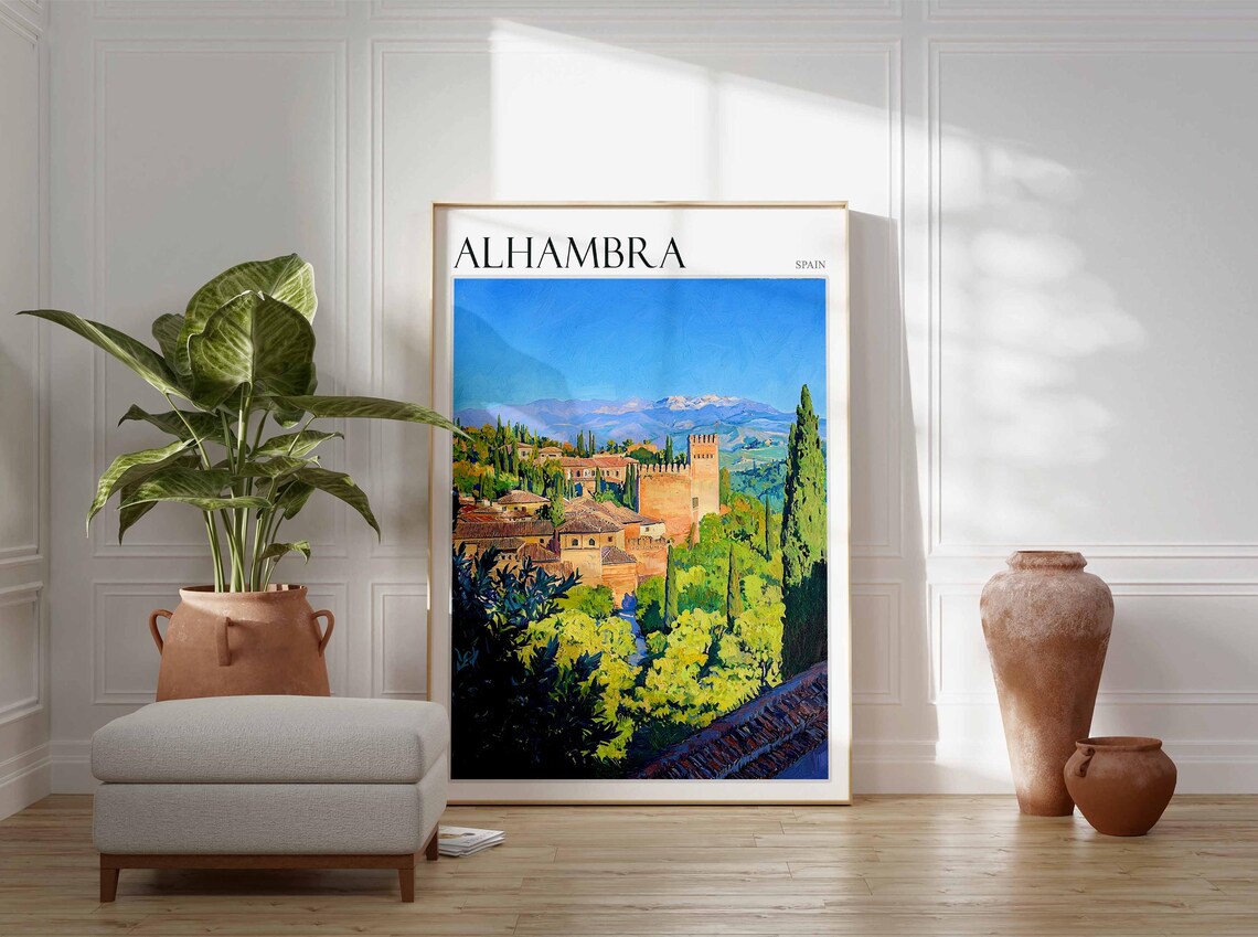 Alhambra Poster Spain Travel Print Spanish Decor Europe Travel Poster European Wall Art Alhambra Gift Alhambra Travel Poster - Image 2
