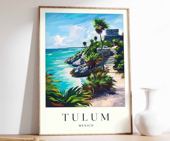 Tulum Poster Tulum Travel Print Mexico Wall Art Mexican Decor Tropical Decor Sea Print Tulum Gift Tulum Travel Poster