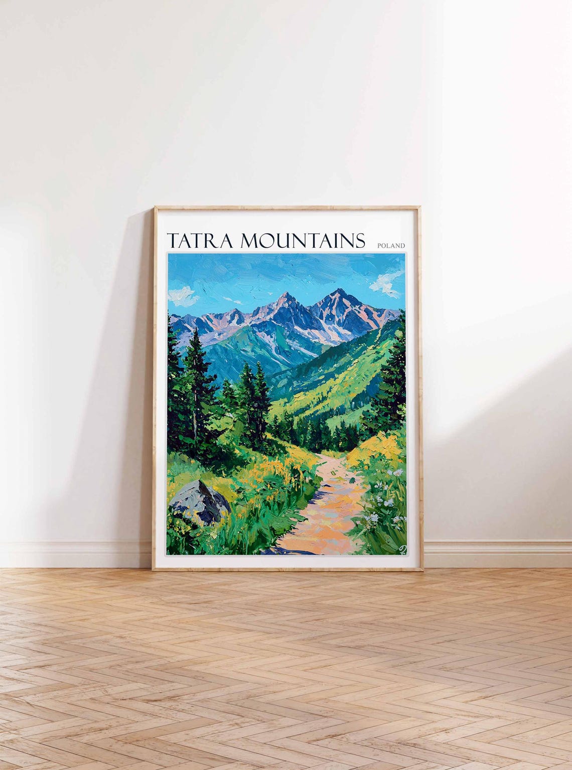 Tatra Mountains Poland Sunny Trail Wildflowers Twin Peaks Poster - Image 2