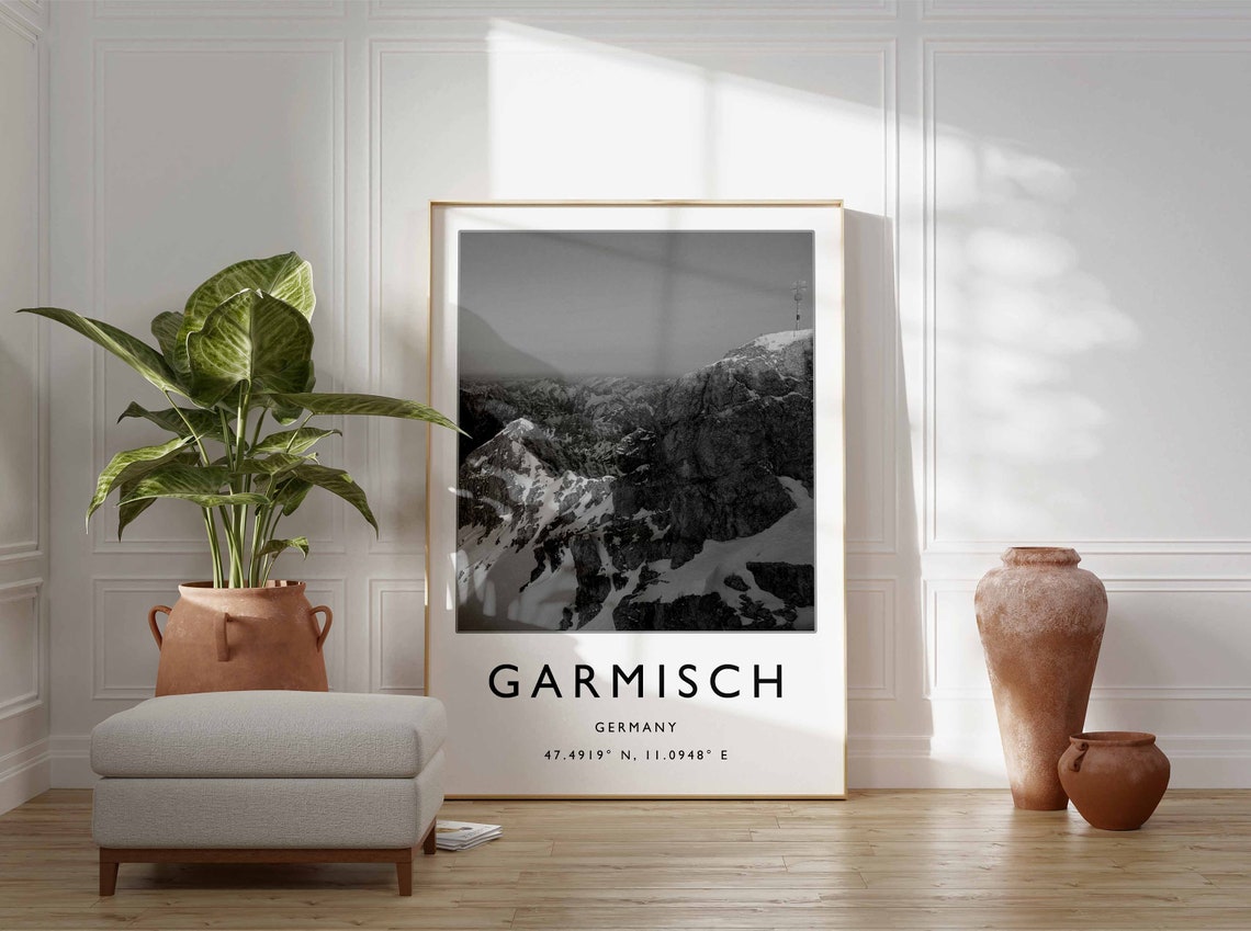 Garmisch Germany Snowy Mountain Photo Travel Poster Alpine View - Image 3