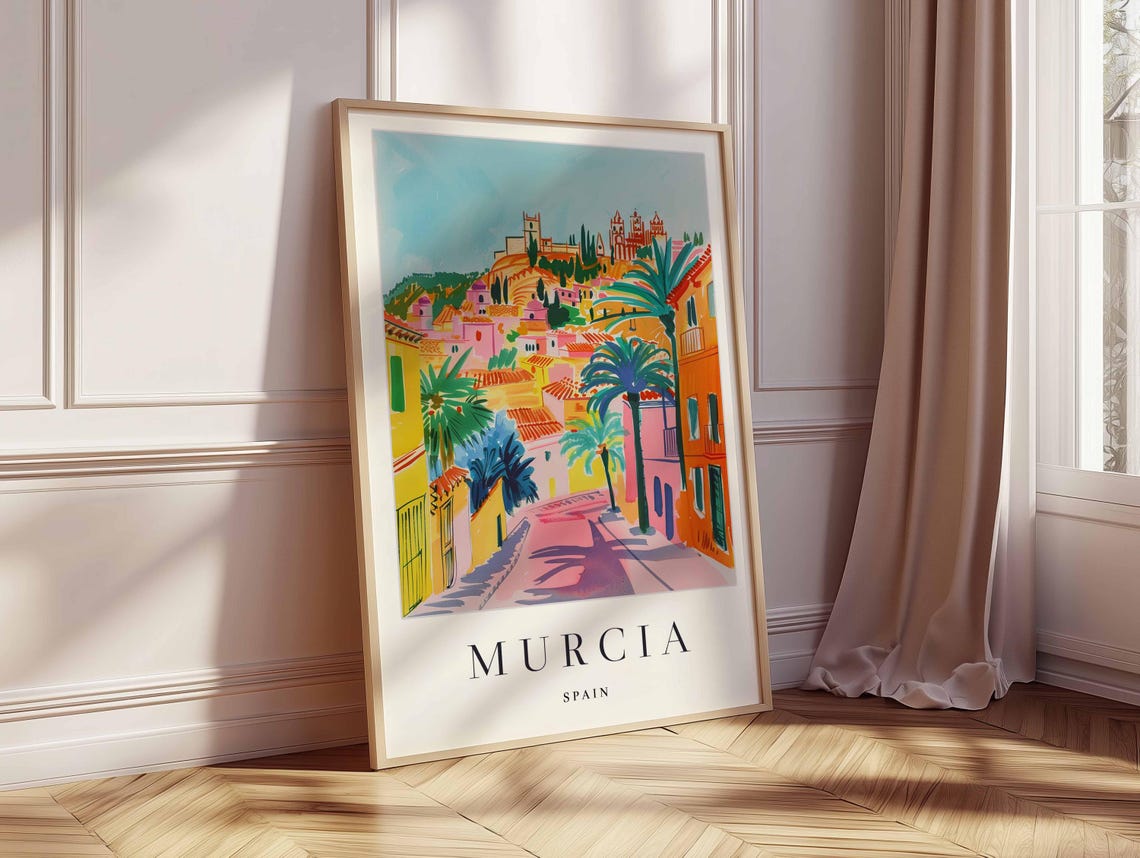 Murcia Spain Palm Lined Pink Street Sunny Travel Decor Poster - Image 2