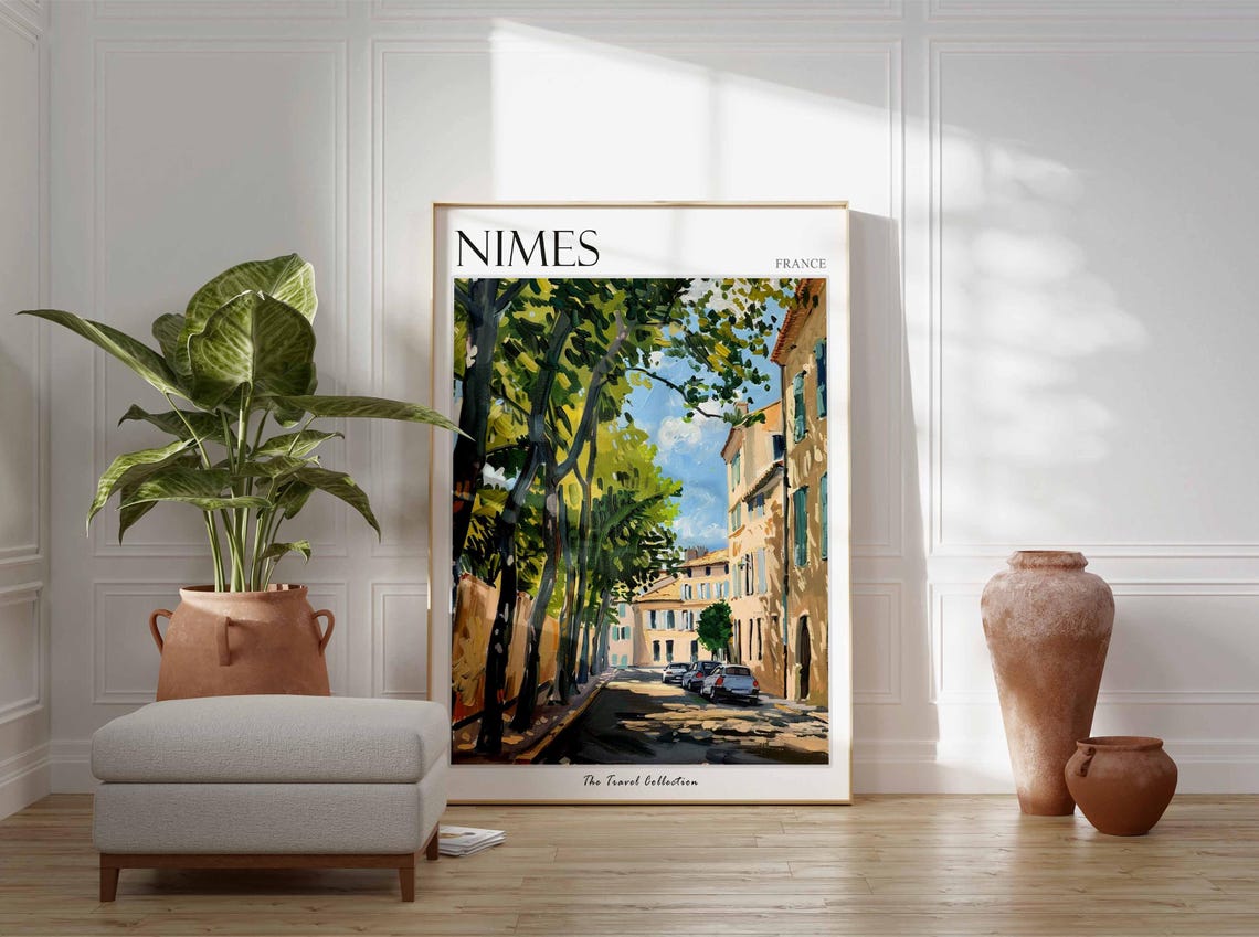 Nmes Poster France Travel Print French Decor Europe Travel Poster European Wall Art Botanical Print Nmes Gift Nmes Travel Poster - Image 3