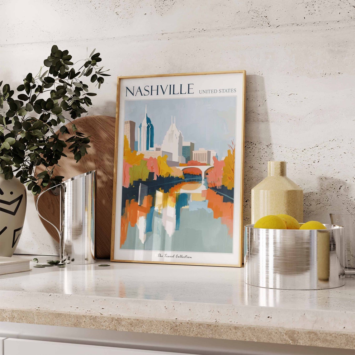 Nashville Travel Poster Nashville Travel Print Tennessee Poster Usa Wall Art Botanical Art Nashville Travel Poster Nashville Gift - Image 2