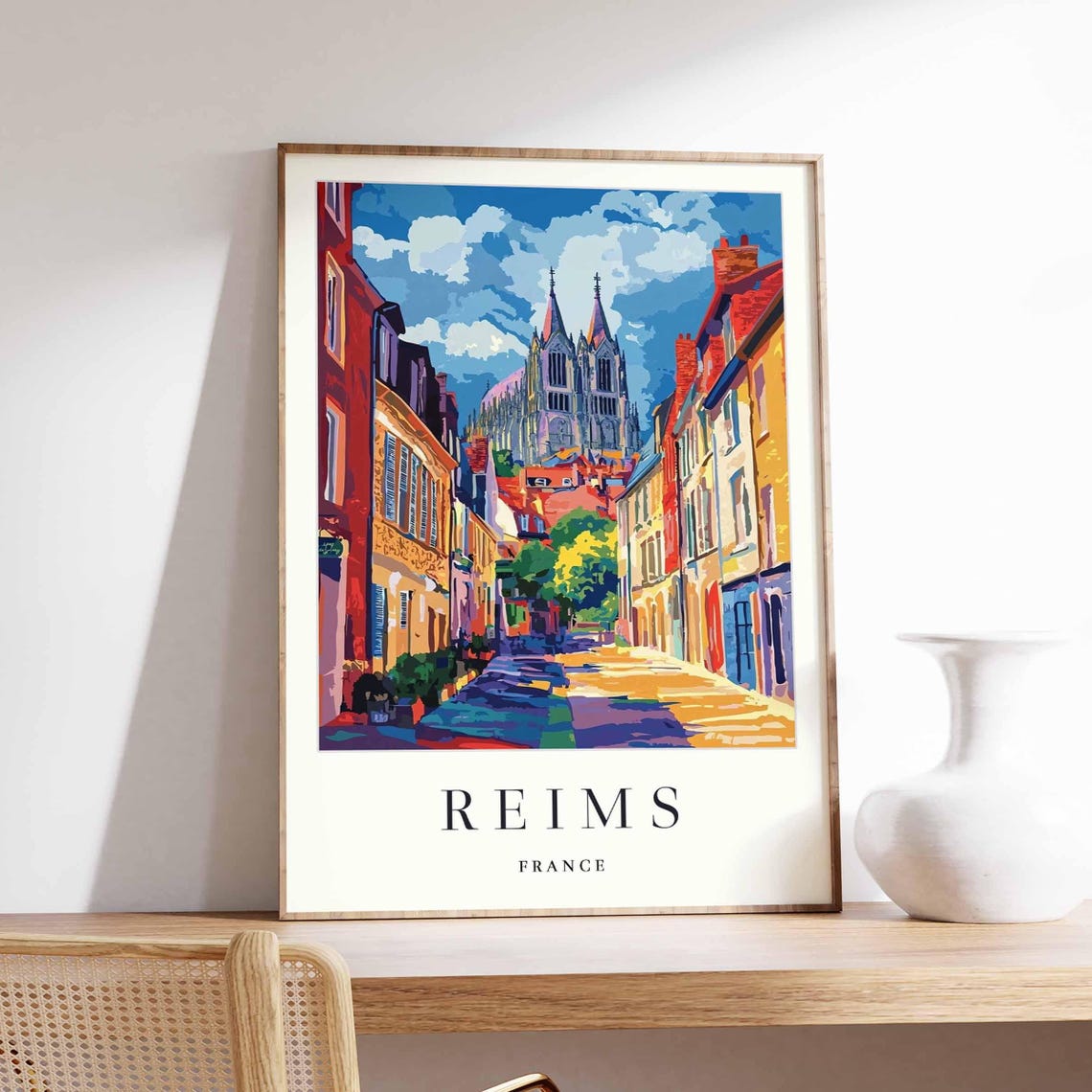 Reims Poster France Travel Print French Decor Europe European Wall Art City Gift