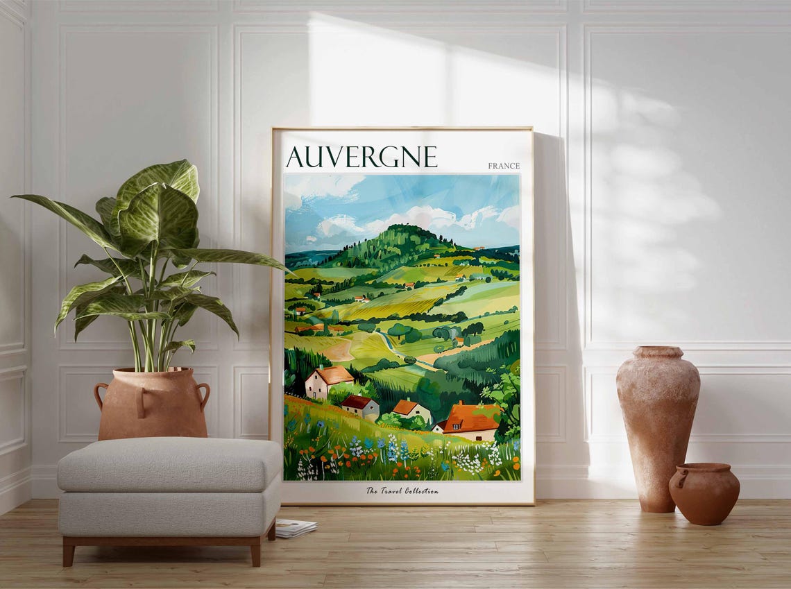 Auvergne Poster France Travel Print French Decor Europe Travel Poster European Wall Art Auvergne Gift Auvergne Travel Poster - Image 3