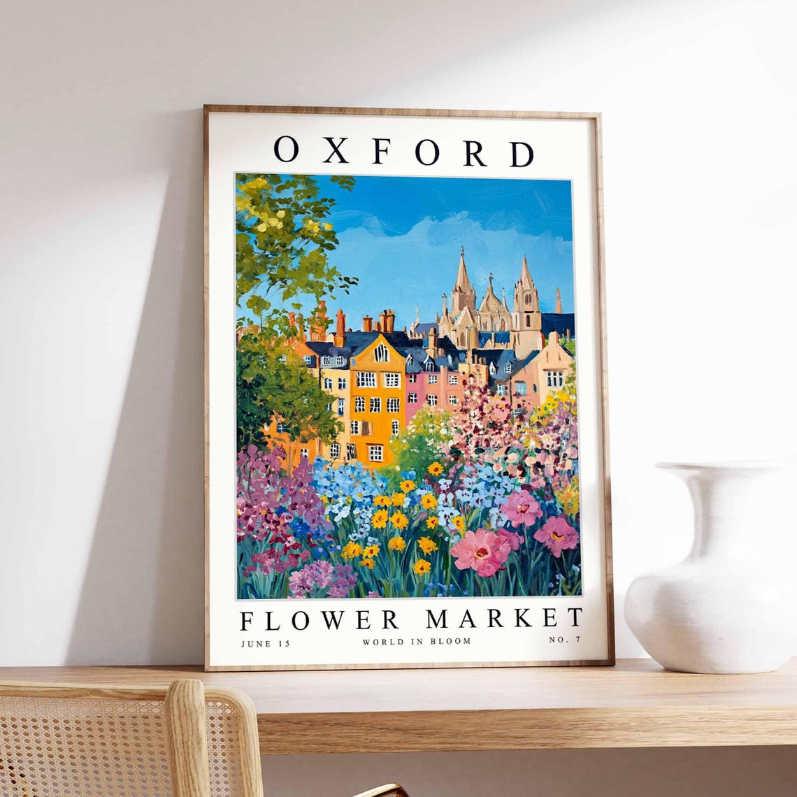 Oxford Flower Market Poster Oxfordprint English Floral Wall Art Oxfordfloral Decor Botanical Uk Print Travel