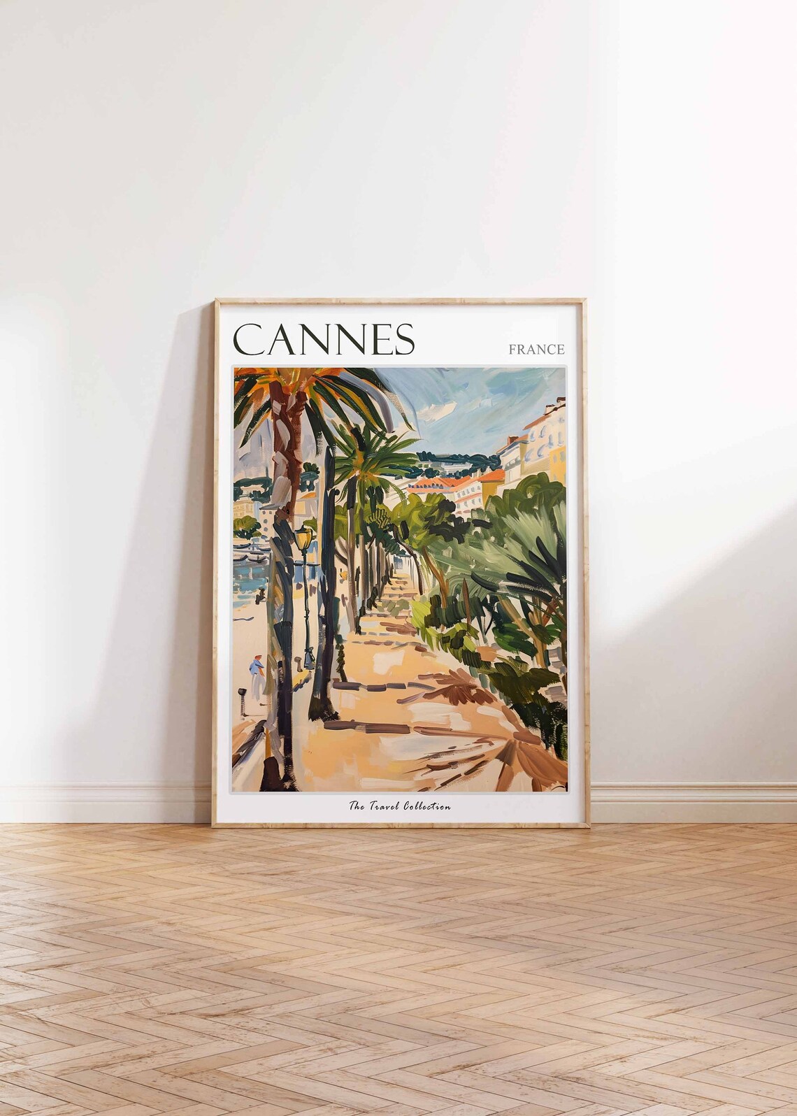 Cannes France Travel Poster Riviera Palm Promenade And Sunny Beach - Image 2