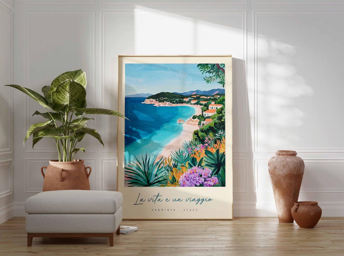 Sardinia Poster Italian Travel Print Sardinia Travel Art Sardinia Wall Art Italy Art Italy Travel Decor Italian Travel Gift - Image 3