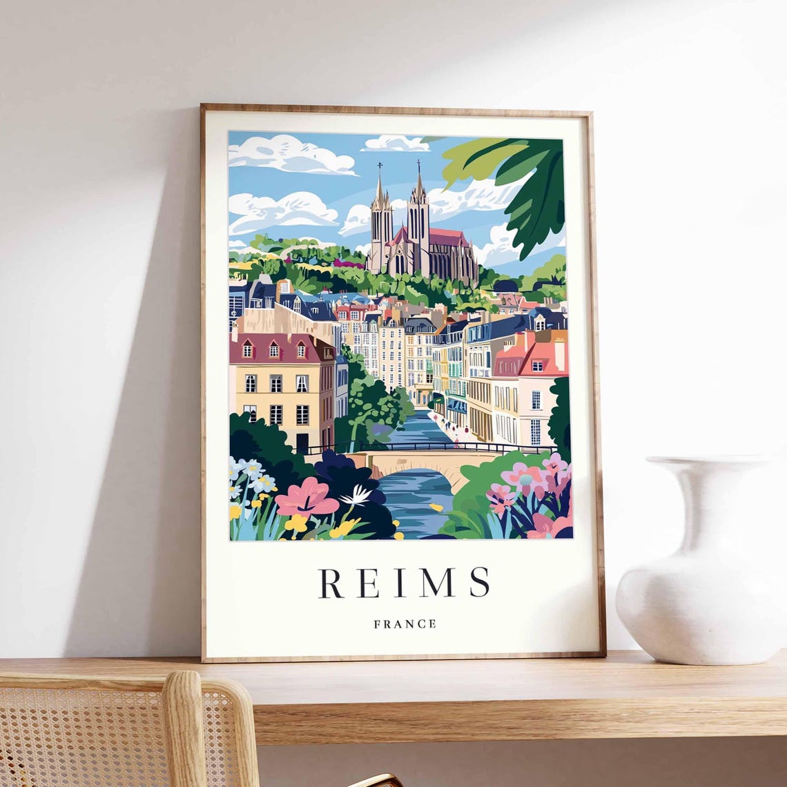 Reims Poster France Travel Print French Decor Europe European Wall Art City Gift