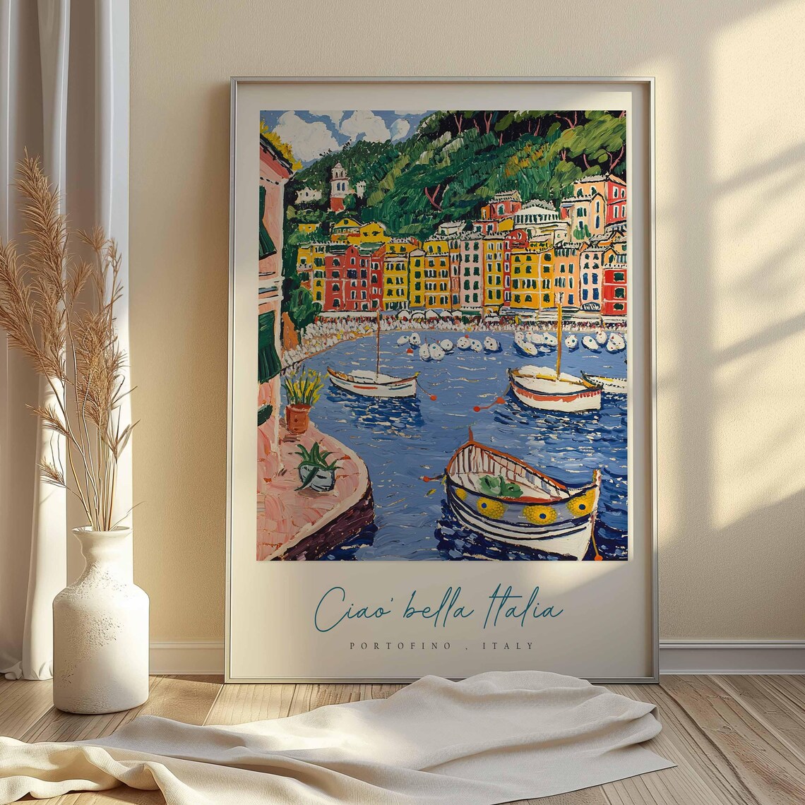 Portofino Italy Colorful Boats And Village Ciao Bella Italia Poster - Image 2