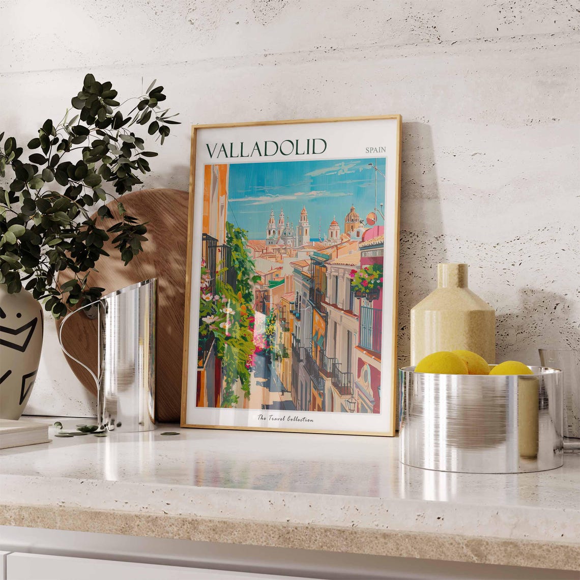 Valladolid Spain Flower Balcony Street Cathedral Travel Art Poster - Image 3