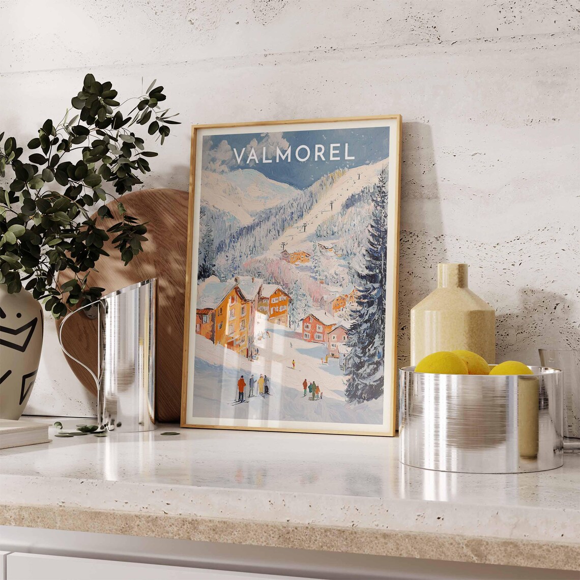 Valmorel France Ski Village Chalets Skiers Alpine Winter Travel Poster - Image 2