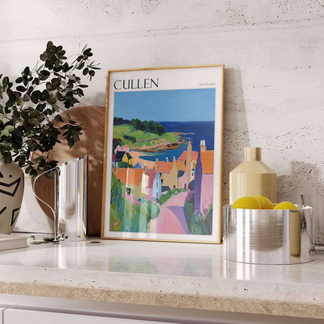 Cullen Scotland Steep Village Street Down to the Bay Art Poster - Image 2