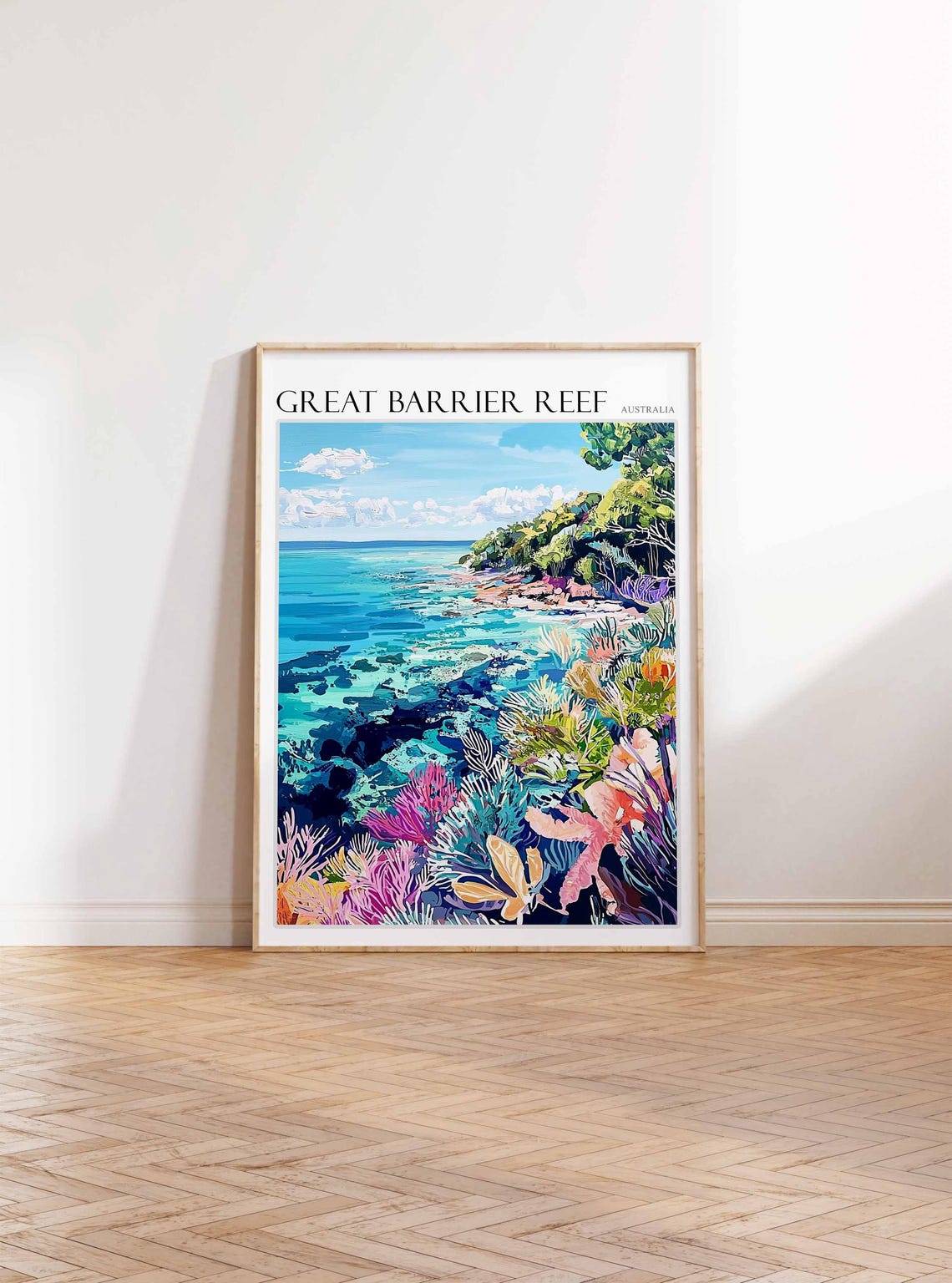 Great Barrier Reef Coral Reef Lagoon Scene Australia Travel Poster - Image 3
