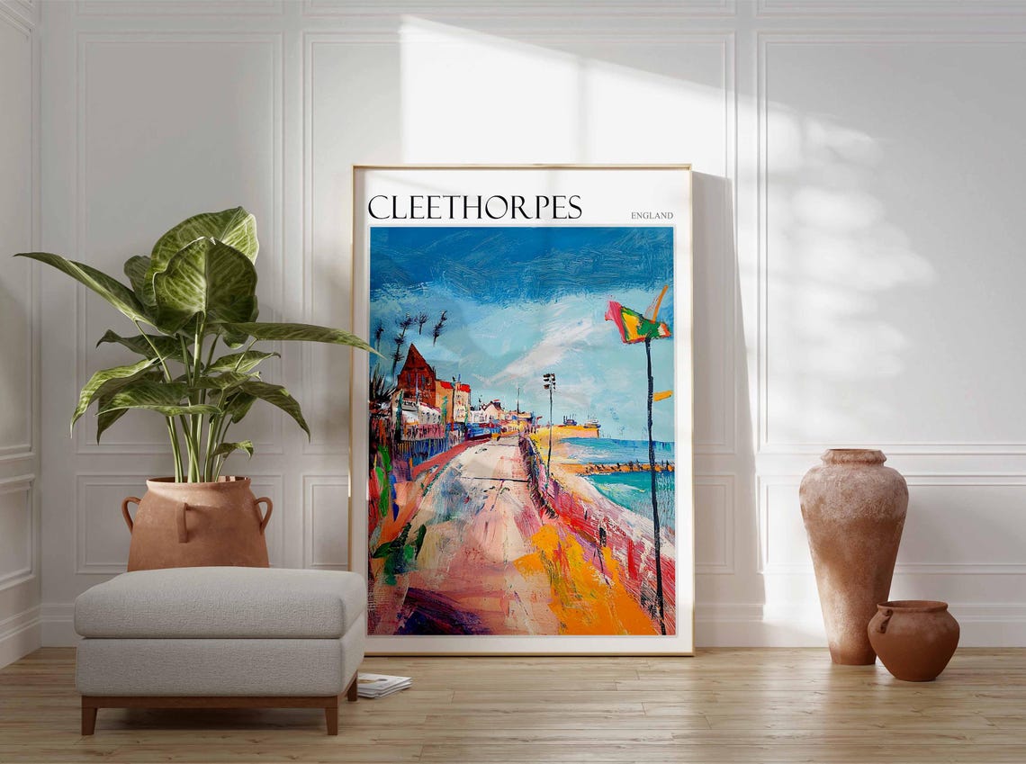 Cleethorpes England Expressionist Pier Street Kite Art Travel Poster - Image 3