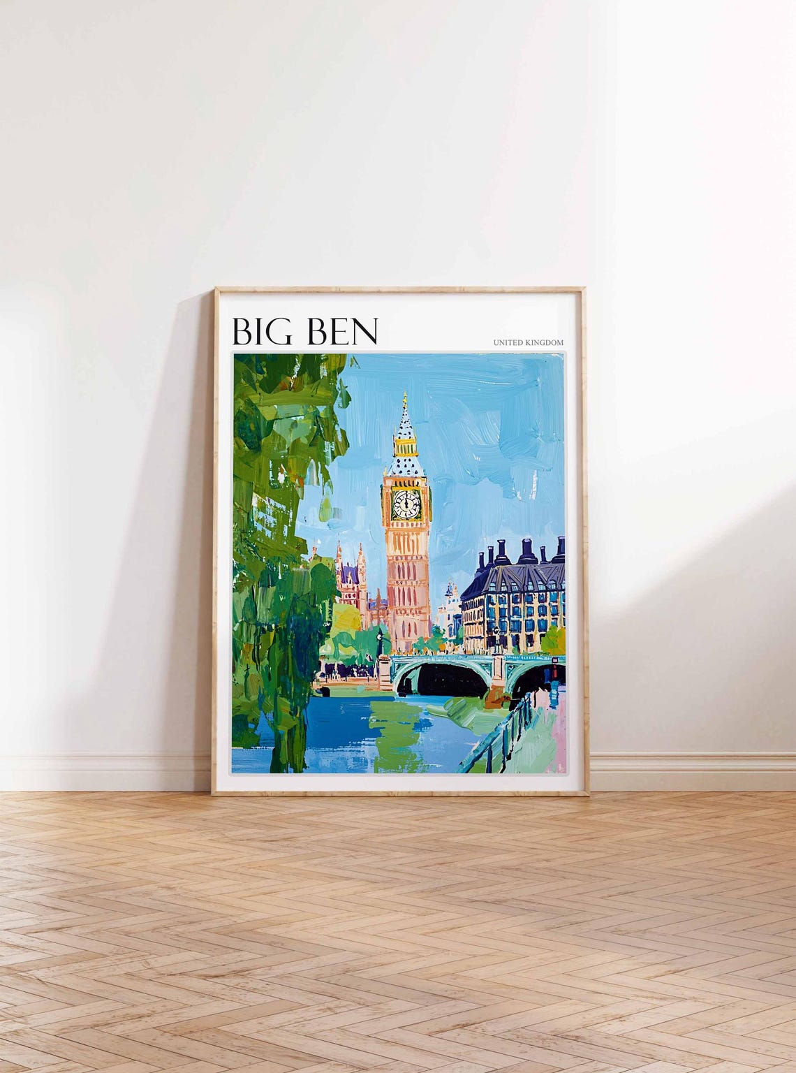 Big Ben United Kingdom River Thames With Weeping Willows Poster - Image 3