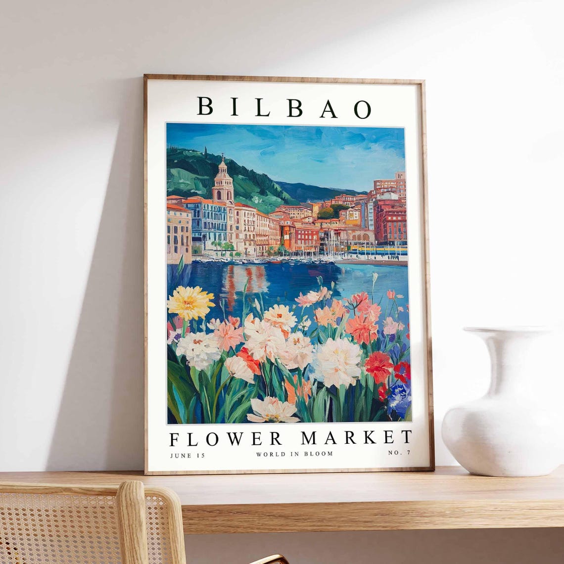Bilbao Flower Market Harbor Hills Green Cosmos Meadow Art Poster