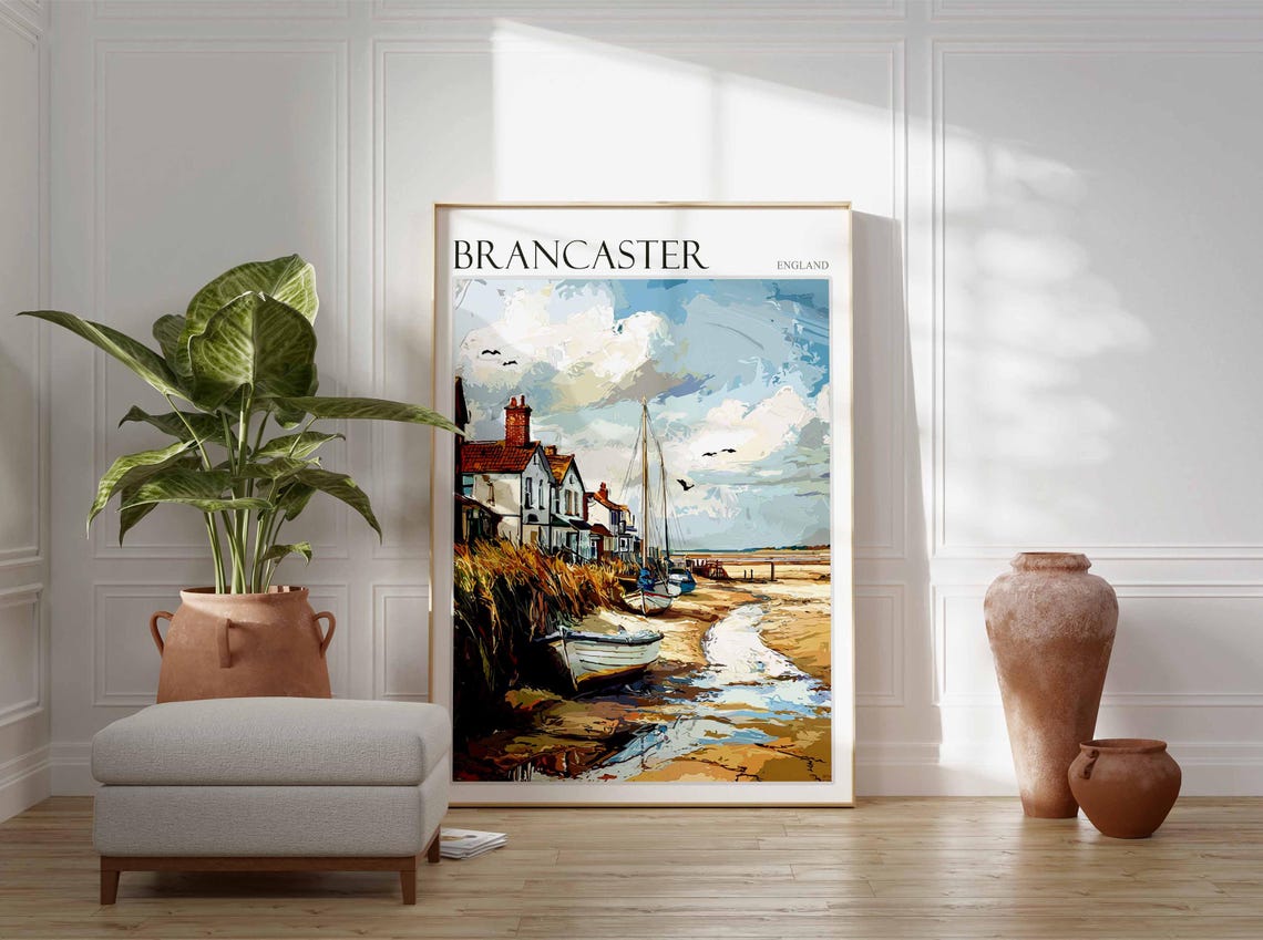 Brancaster England Moored Sailboats Seagulls and Tidal Shore Poster - Image 3