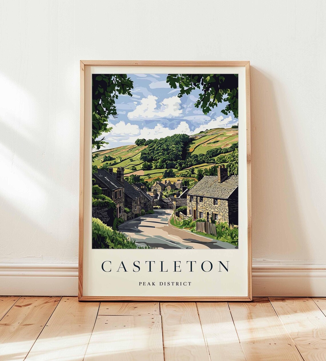 Castleton Village Travel Poster, Peak District