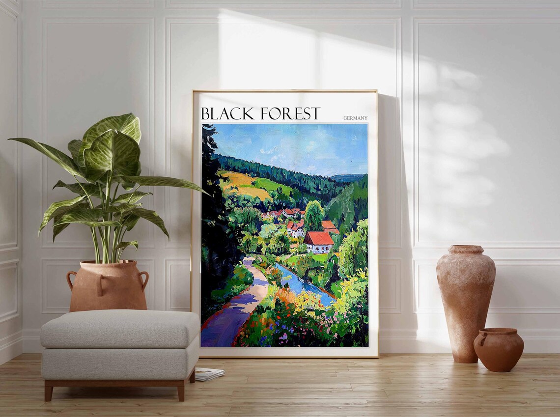 Black Forest Germany Village Stream and Red Roof Houses Poster - Image 2