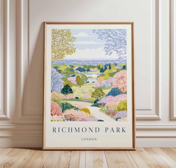 Richmond Park Travel Poster London Deer Print