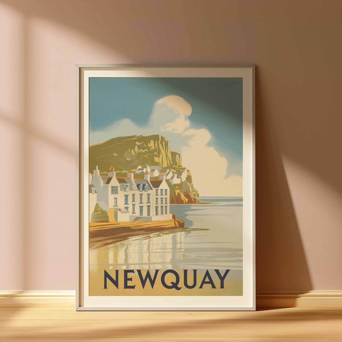 Newquay Print Coastal Travel Poster Cornwall Travel Print Coastal Wall Art Seaside Art Coastal Gift Uk Coast Art Uk Travel Poster - Image 3