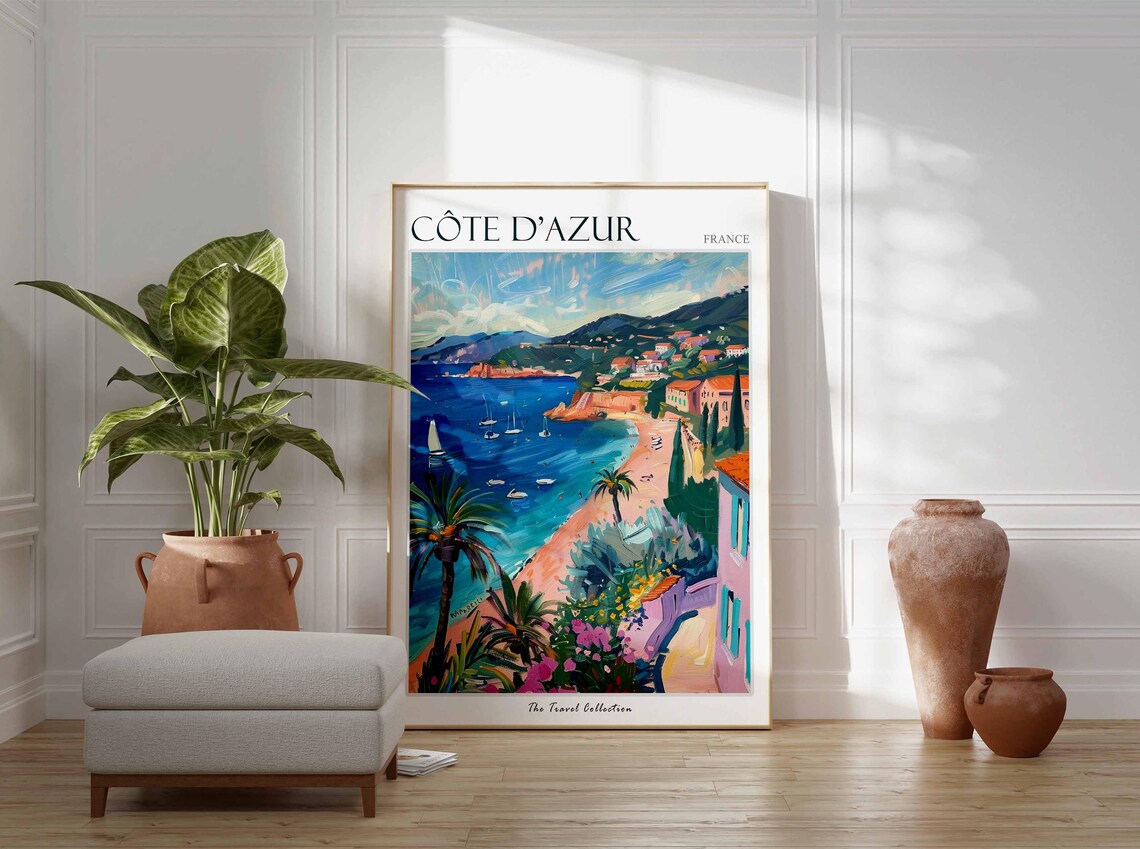 Côte d'Azur France Riviera Sailboat Bay Coastal Travel Poster - Image 3