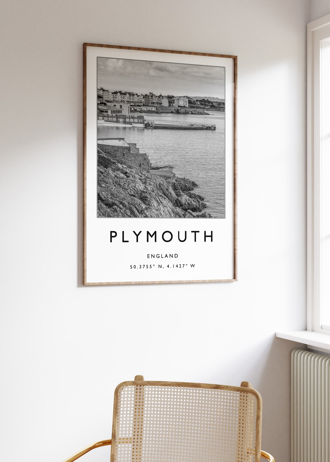 Plymouth England Historic Waterfront Black And White Photo Poster - Image 2