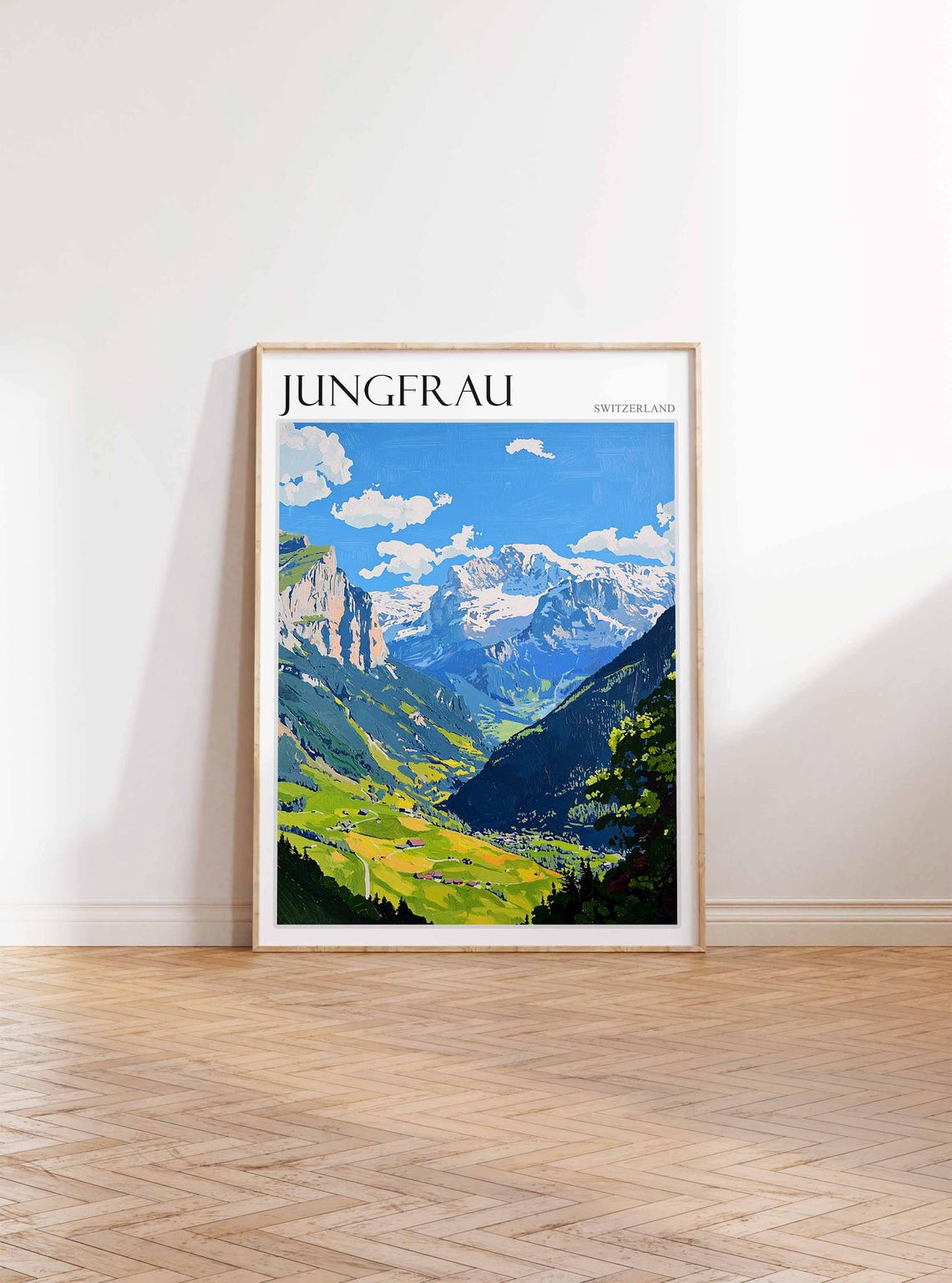 Jungfrau Poster Switzerland Travel Print Swiss Decor Europe Travel Poster European Wall Art Jungfrau Gift Jungfrau Travel Poster - Image 3