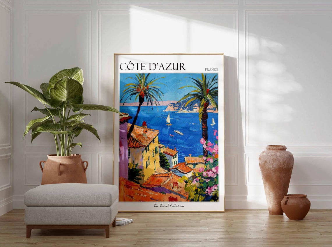 Cte Dazur Poster France Travel Print French Decor Europe Travel Poster European Wall Art Cte Dazur Gift Cte Dazur Travel Poster - Image 3