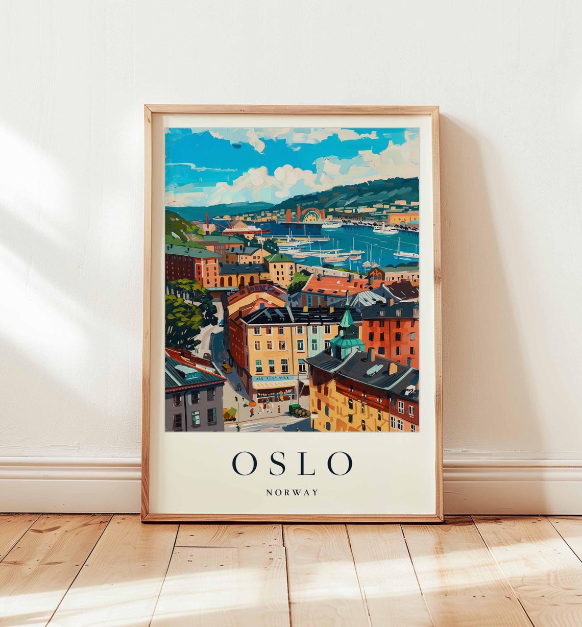 Oslo Aerial Harbor View Fjord Sailboats Colorful Rooftops Poster