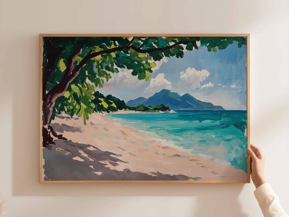 Caribbean Poster Tropical Island Travel Print Beach Wall Art Coastal Home Decor