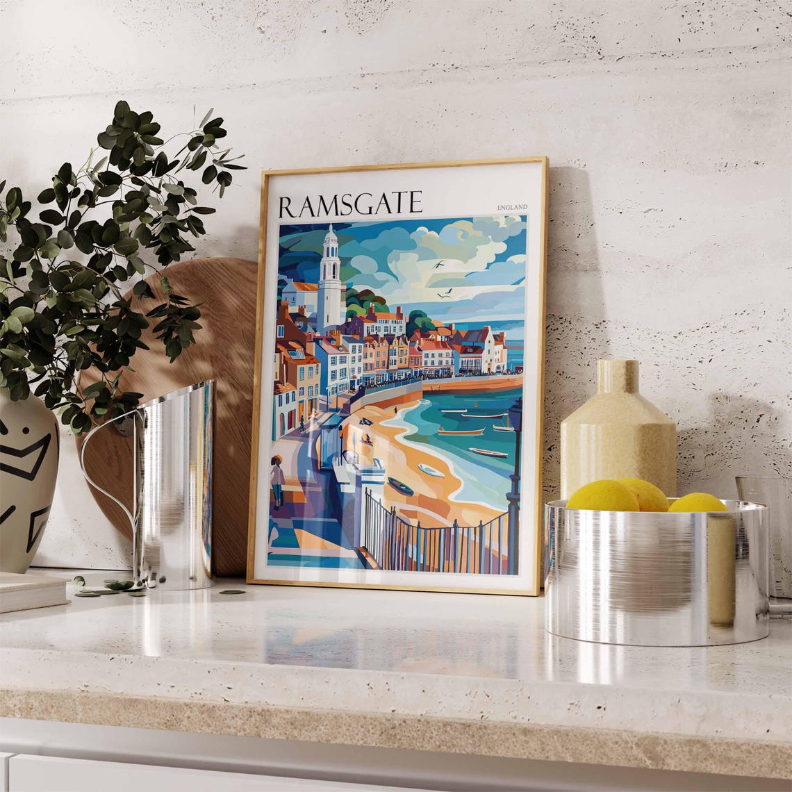Ramsgate England Retro Seafront Promenade Illustration Poster - Image 3