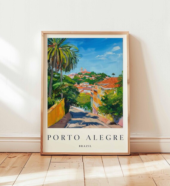 Porto Alegre Brazil Print Vibrant Cityscape Travel Poster