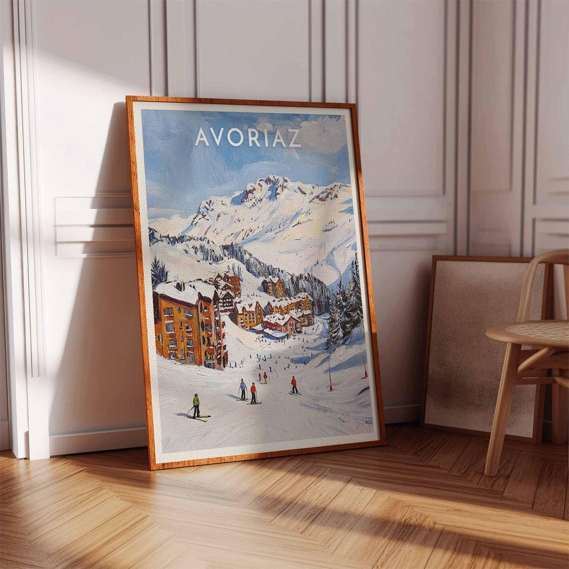 Skiing Travel Poster Avoriaz Ski Print French Alps Travel Print Skiing Art Skiing Print Winter Sport Art Ski Gift - Image 2