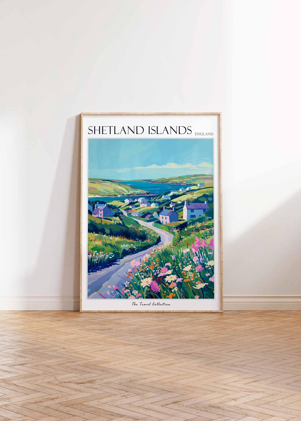 Shetland Islands Winding Road Wildflower Village Bay Travel Poster - Image 2