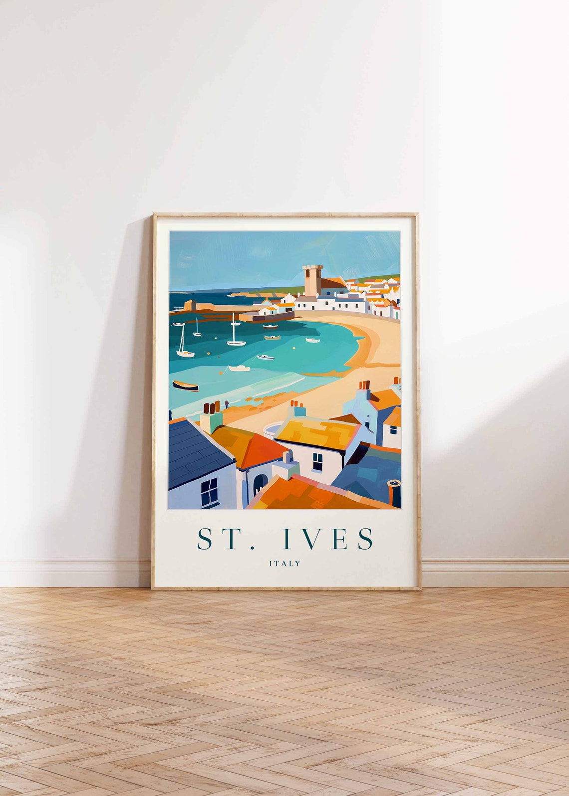 St Ives Italy Colorful Harbor Village With Boats Travel Poster - Image 2