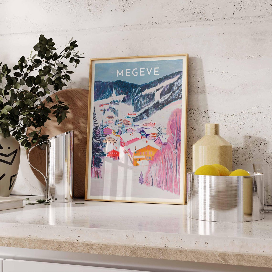 Skiing Travel Poster Megve Ski Print France Travel Print Skiing Art Skiing Print Winter Sport Art Ski Gift - Image 2