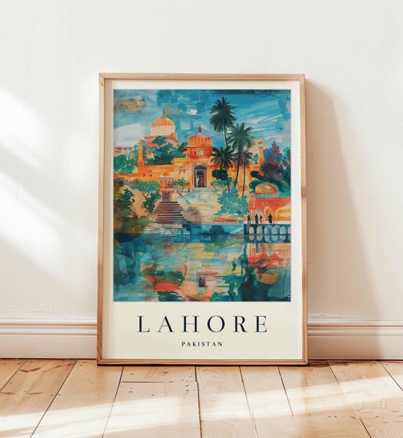 Lahore Pakistan Travel Poster Mughal City Art Print