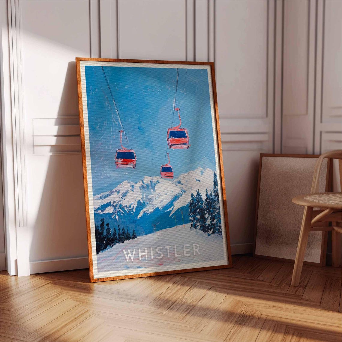 Whistler Canada Red Gondolas Snowy Mountain Ski Travel Poster - Image 3