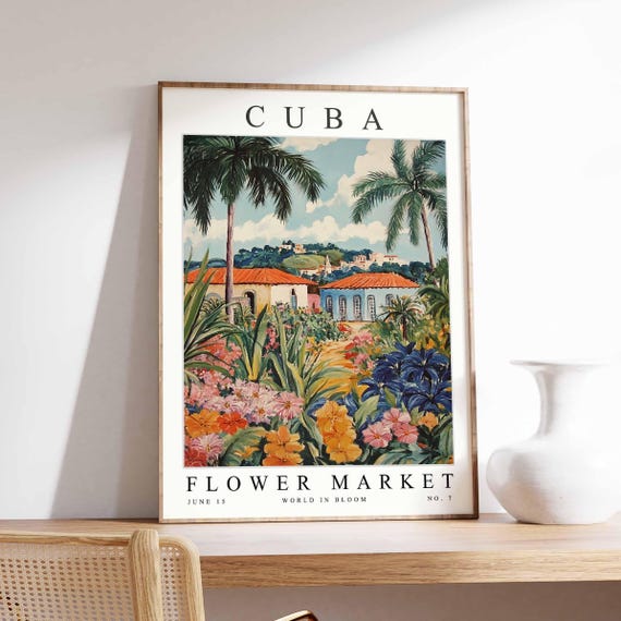 Flower Market Poster Vibrant Caribbean Floral Wall Art