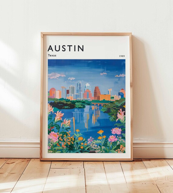 Austin Texas Travel Poster Live Music Capital Usa Wall Art
