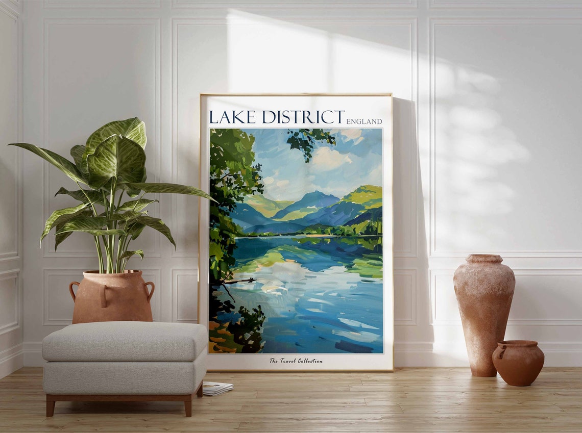 Lake District Poster Lake District Travel Print Uk Travel Poster Uk Decor English Travel Art Countryside Print Lake District Art - Image 2