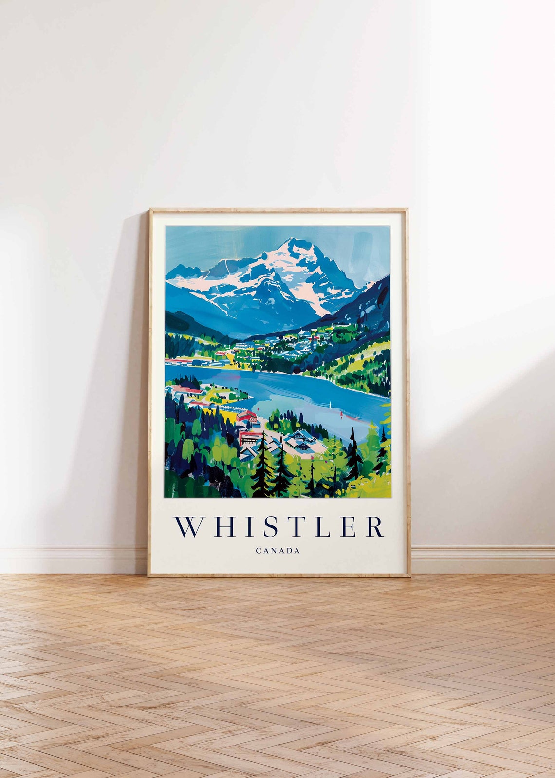 Whistler Canada Mountain Lake Village Illustrated Travel Poster - Image 2