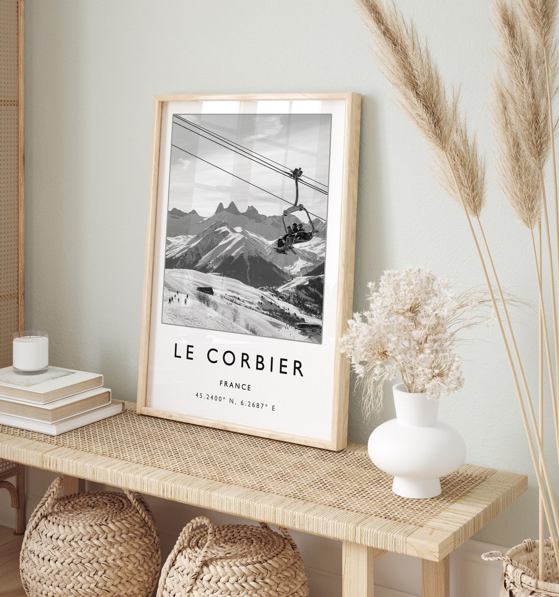 Skiing Travel Poster Le Corbier France Ski Print France Travel Print Skiing Art Skiing Print Winter Sport Art Ski Gift A1a2a3a4 - Image 2