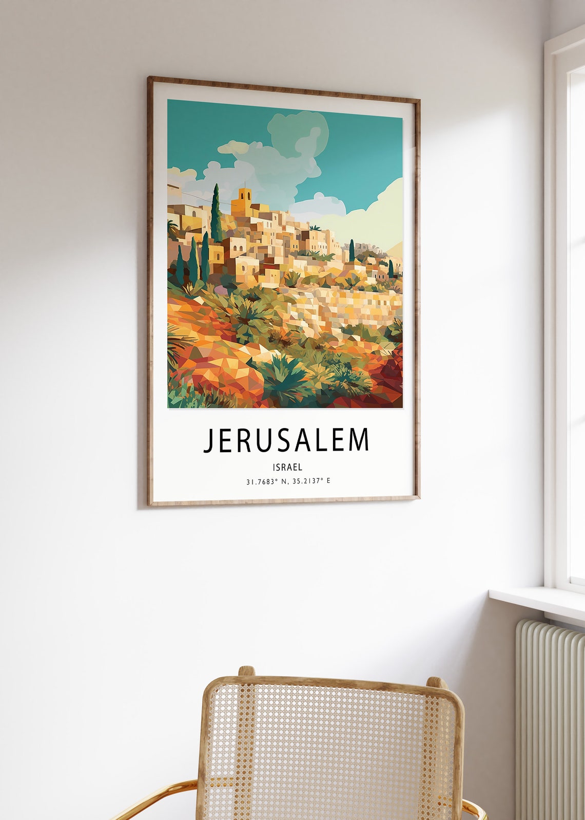Jerusalem Israel Geometric Old Town Hilltop Art Illustration Poster - Image 3