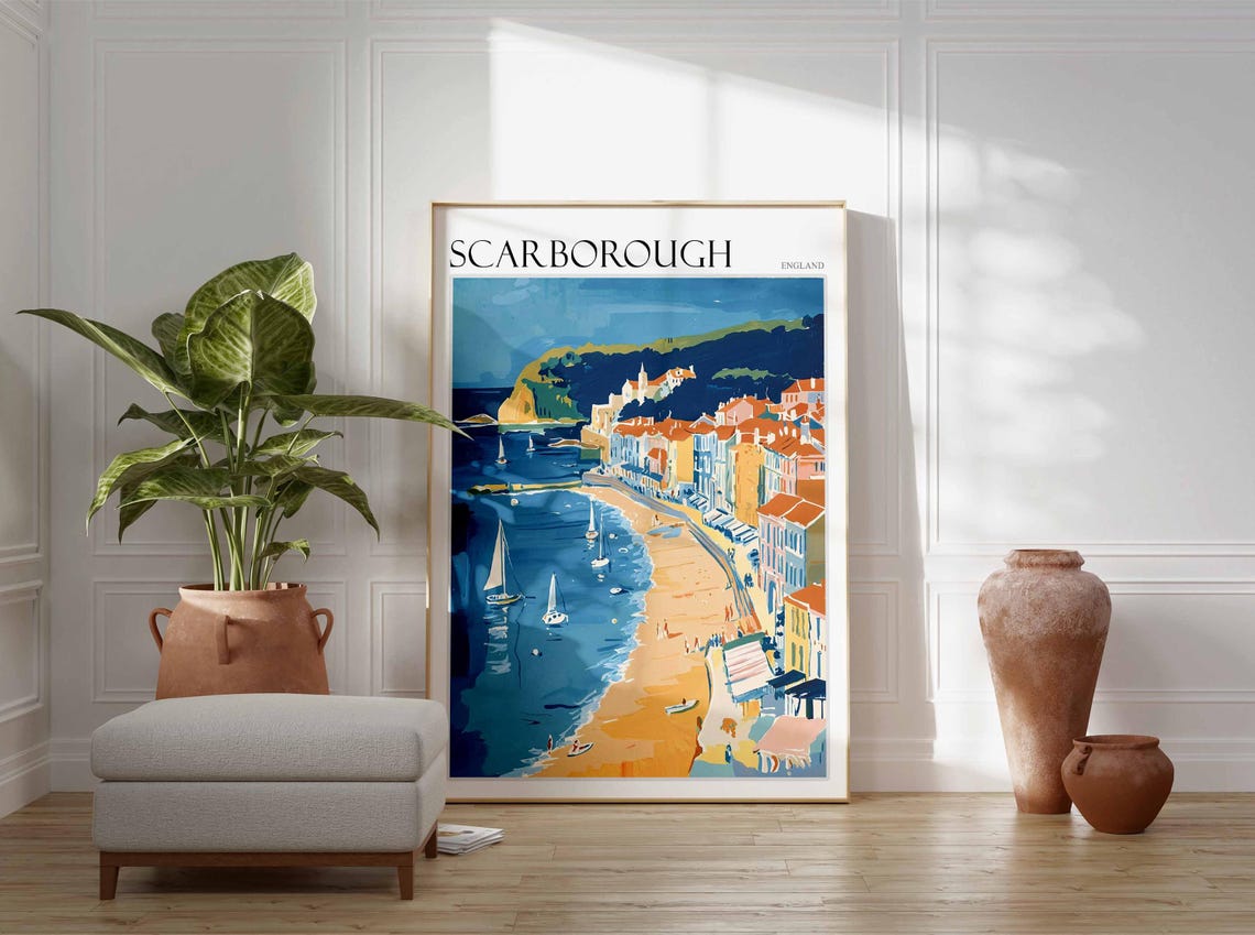 Scarborough Poster Uk Travel Poster Coastal Wall Art British Decor Uk Home Decor Scarborough Travel Decor Scarborough Wall Art Uk Art - Image 2