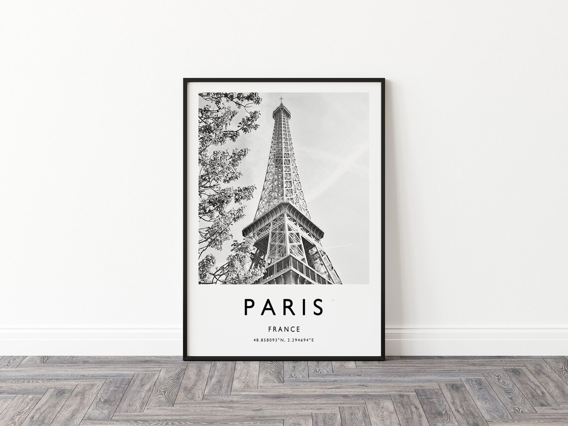 Paris Minimalist Travel Poster, Black and White - Image 3