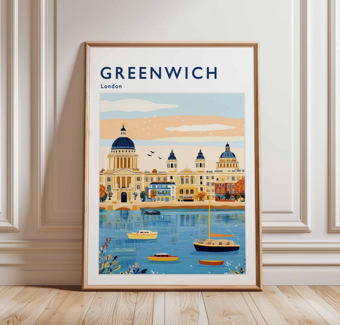 Greenwich London Travel Poster Old Naval College By The Thames