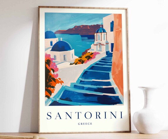 Santorini Poster Santorini Travel Print Greece Wall Art Greek Decor Tropical Decor Sea Print Santorini Gift Santorini Travel Poster